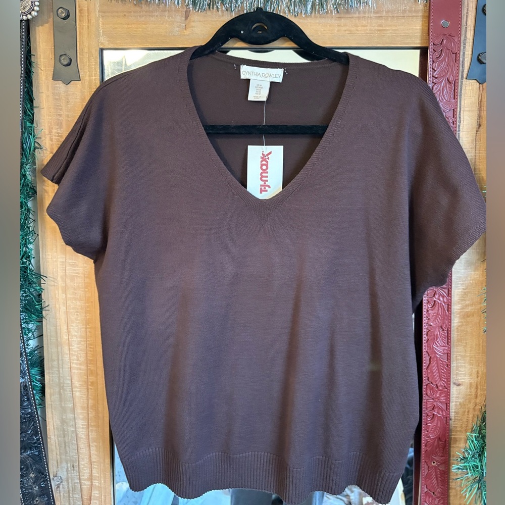 Brown V-Neck Women Top